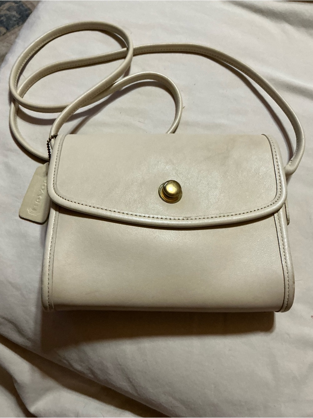 Vintage Coach Chrystie Crossbody Bag with Gold-Tone Button